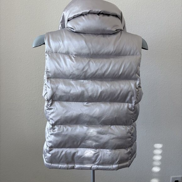 Talbots Puffer Vest Womens XS Silver Full Zip Jacket Down Fill Pocket Cyber Punk - Picture 3 of 6